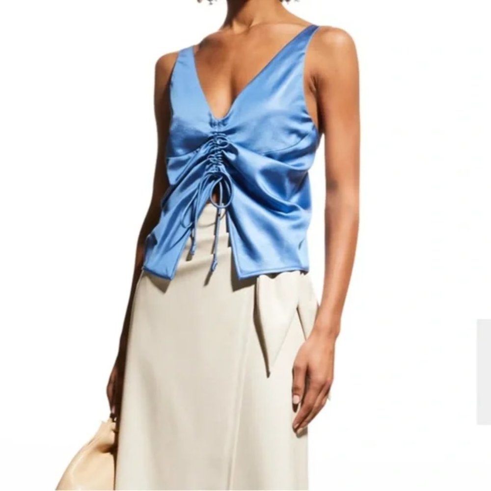 Nanushka Klara Lace-Up Satin Crop Top